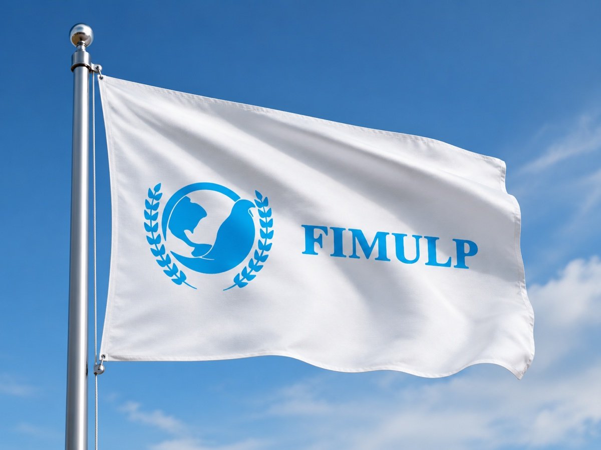 Bandera de FIMULP flameando
